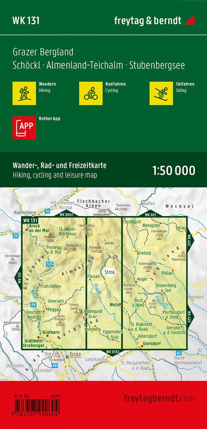 Carte de randonnée - Grazer Bergland - Schöckl - Teichalm - Stubenbergsee (Alpes autrichiennes), n° WK131 | Freytag & Berndt carte pliée Freytag & Berndt 