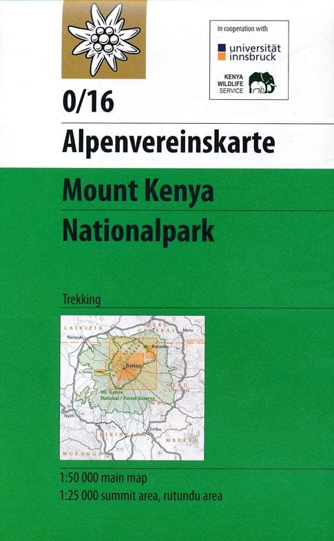 Carte de randonnée n° 0/16 - Parc national du mont Kenya | Alpenverein carte pliée Alpenverein 