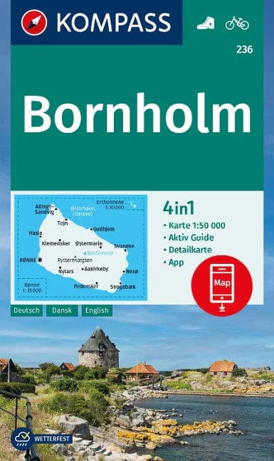 Carte de randonnée n° 236 - Bornholm (Danemark) | Kompass carte pliée Kompass 