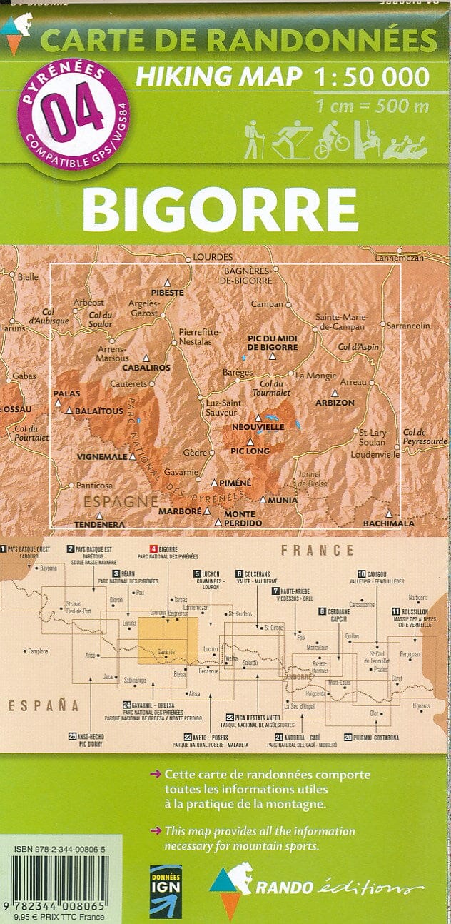 Carte de randonnée n° 4 - Bigorre (Pyrénées) | Rando Editions carte pliée Rando Editions 