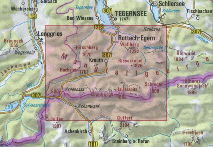 Carte de randonnée & ski n° BY13a - Mangfallgebirge, Kreuth & environs (Alpes bavaroises) | Alpenverein carte pliée Alpenverein 