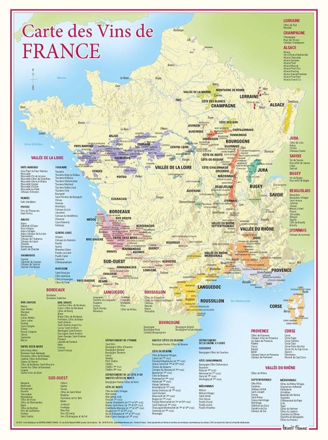 Carte des vins de France | Benoit France carte de voyage Benoit France