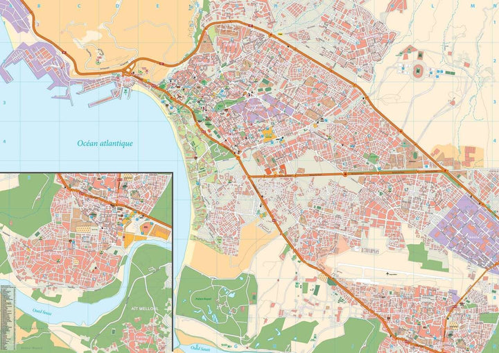 Carte détaillée - Agadir, Inezgane (Maroc) | Huber carte pliée Huber 
