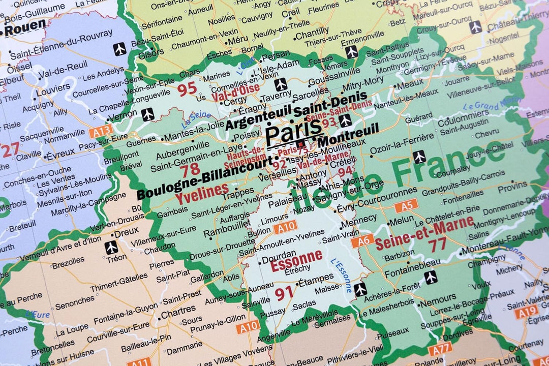 Carte murale plastifiée - France administrative (100 x 100 cm) | GeoMetro carte murale petit tube taux réduit GeoMetro 