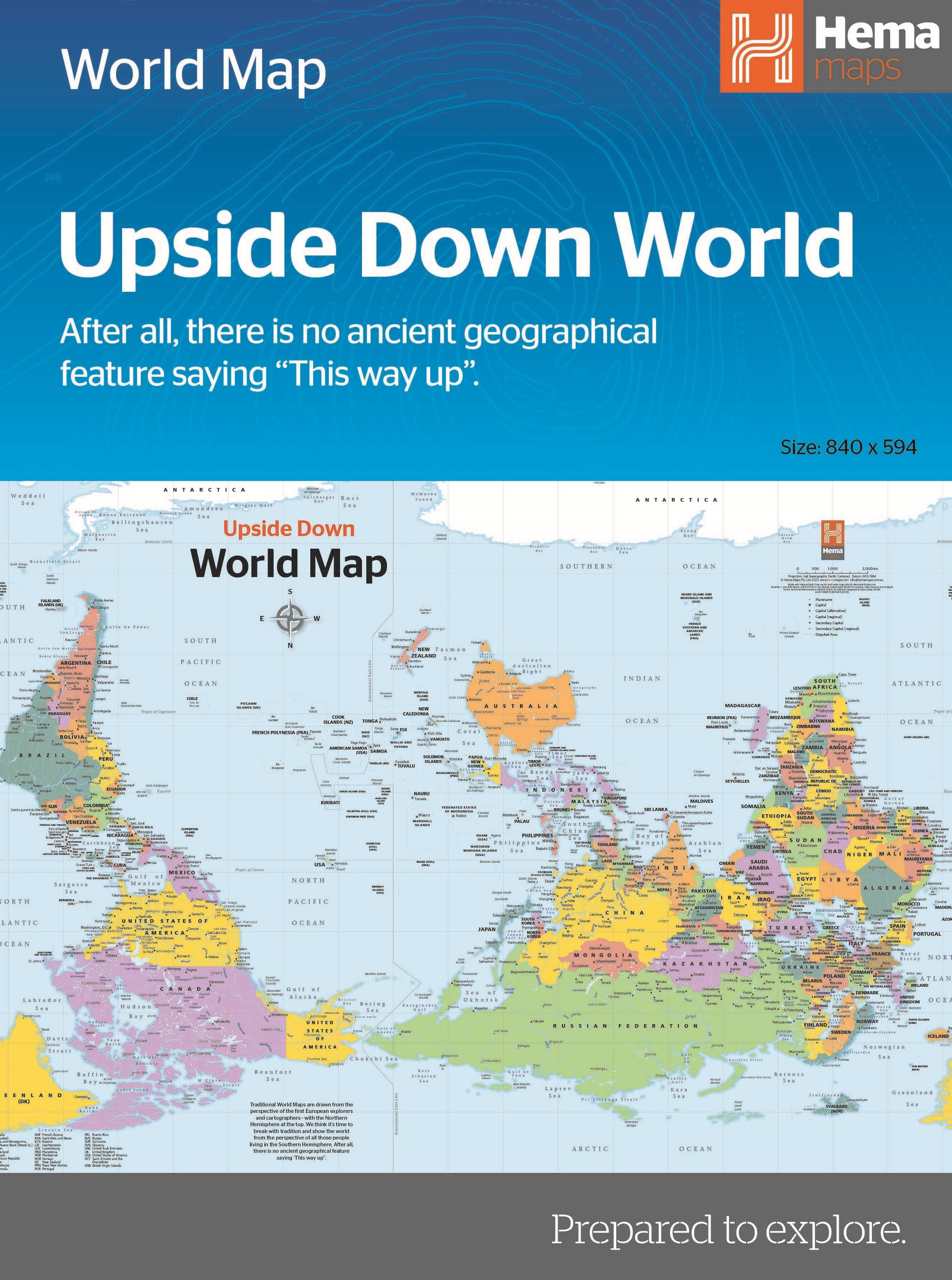Hansa sous-main GeoPad, carte du monde anglais 