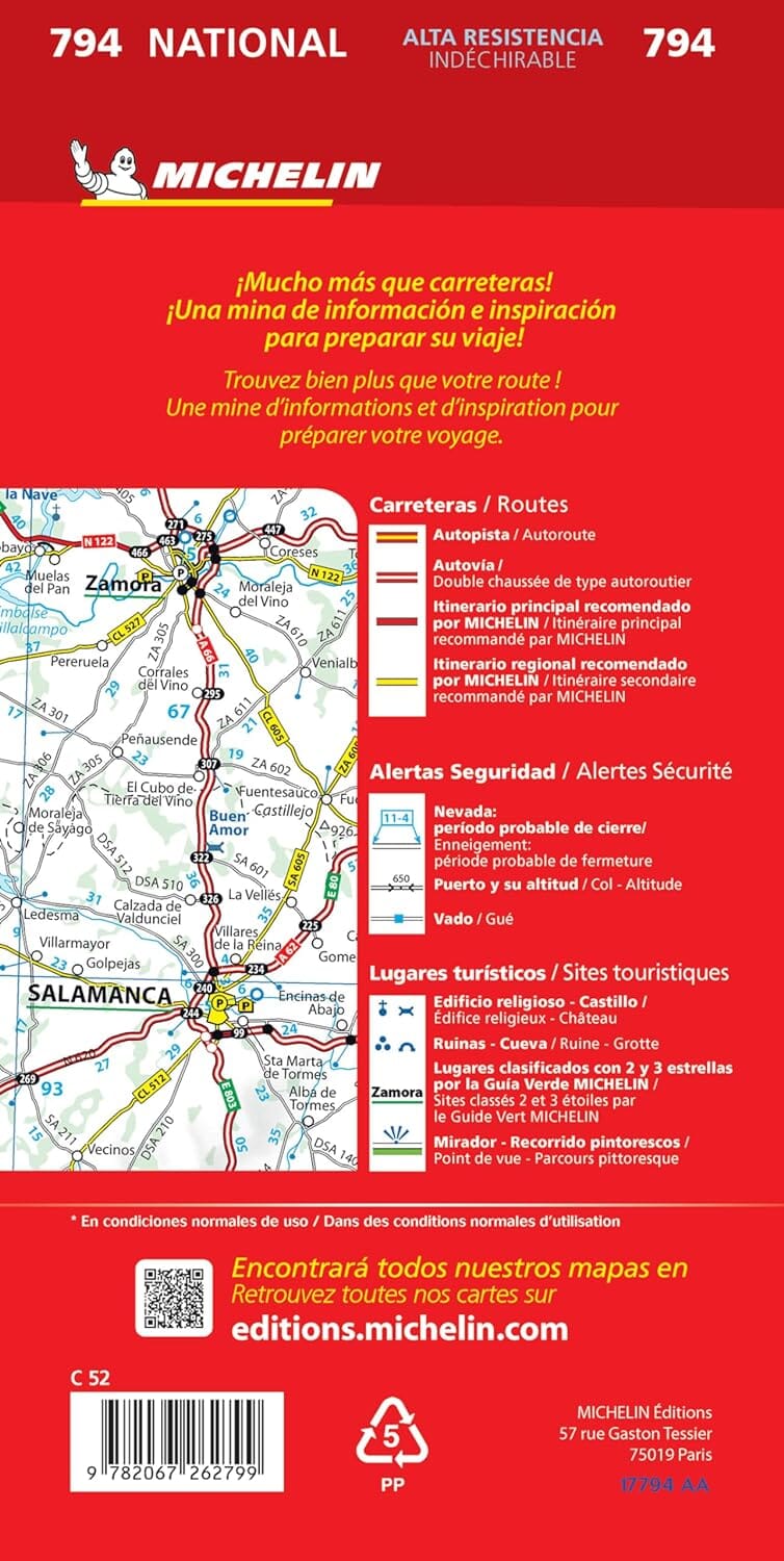 Carte routière n° 794 - Espagne & Portugal 2024 (indéchirable) | Michelin carte pliée Michelin 