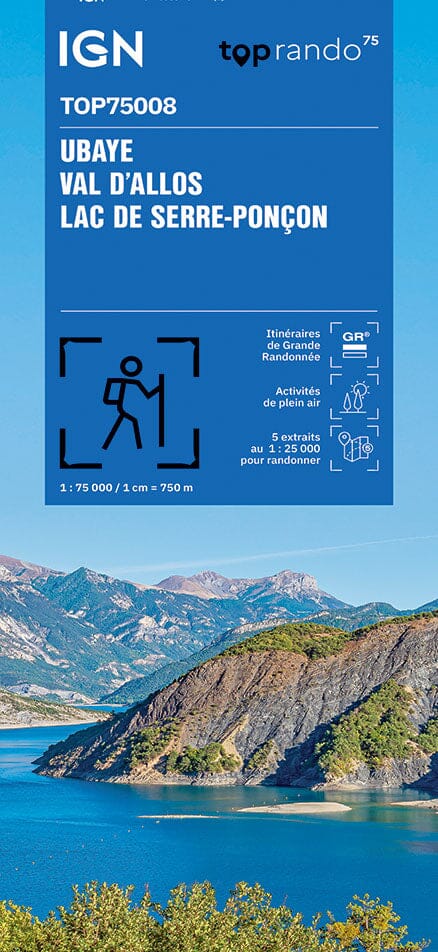 Carte TOP 75 n° 8 - Ubaye, Val d'Allos & lac de Serre-Ponçon (Alpes) | IGN carte pliée IGN 