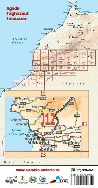 Carte touristique J12- Agadir, Taghazout, Imouzzer (Maroc) | Huber carte pliée Huber 