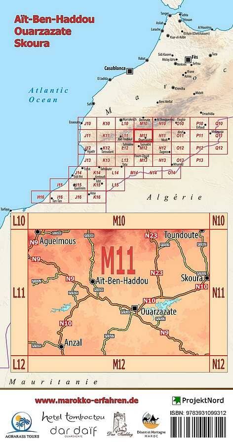 Carte touristique M11 - Aït Ben Haddou, Ouarzazate, Skoura + Route des Kasbahs I (Maroc) | Huber carte pliée Huber 