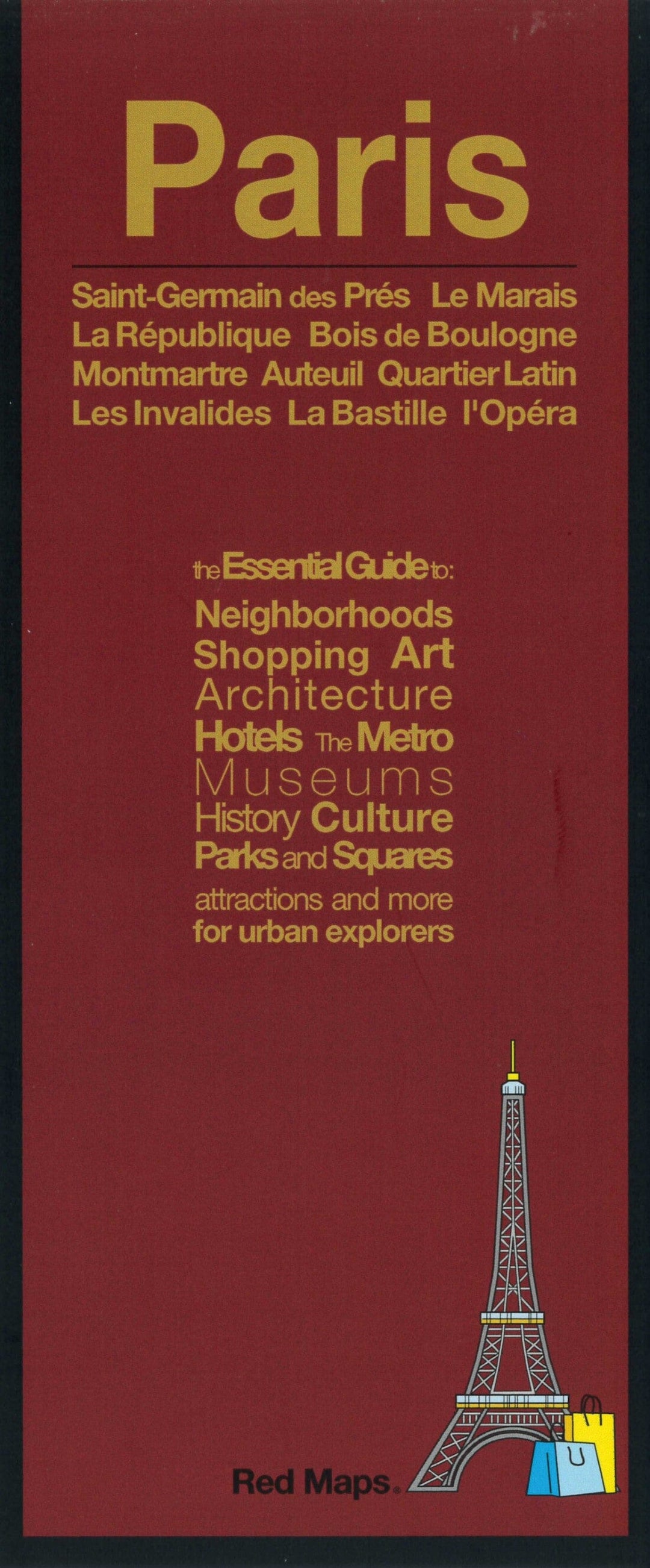 Paris, France | Cartes rouges carte pliée Red Maps