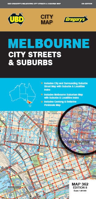 Plan de ville n° 362 - Melbourne City Streets & Suburbs | UBD Gregory's carte pliée UBD Gregory's 