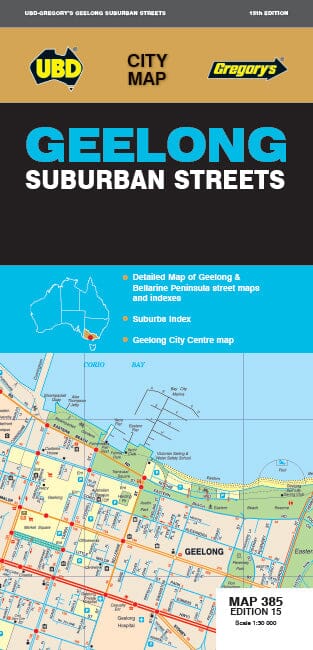 Plan de ville n° 385 - Geelong Suburban Streets | UBD Gregory's carte pliée UBD Gregory's 
