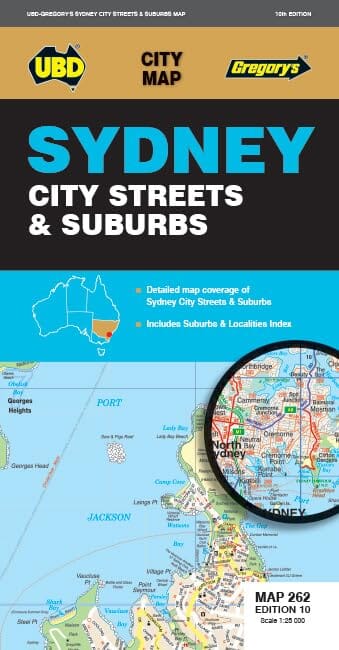 Plan de ville - Sydney City Streets & Suburbs, n° 262 | UBD Gregory's carte pliée UBD Gregory's