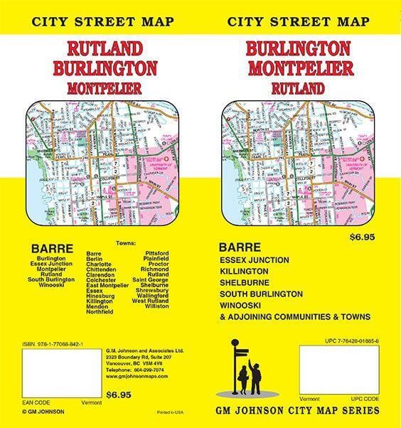 Burlington - Rutland - Montpelier and Barre - Vermont | GM Johnson Road Map