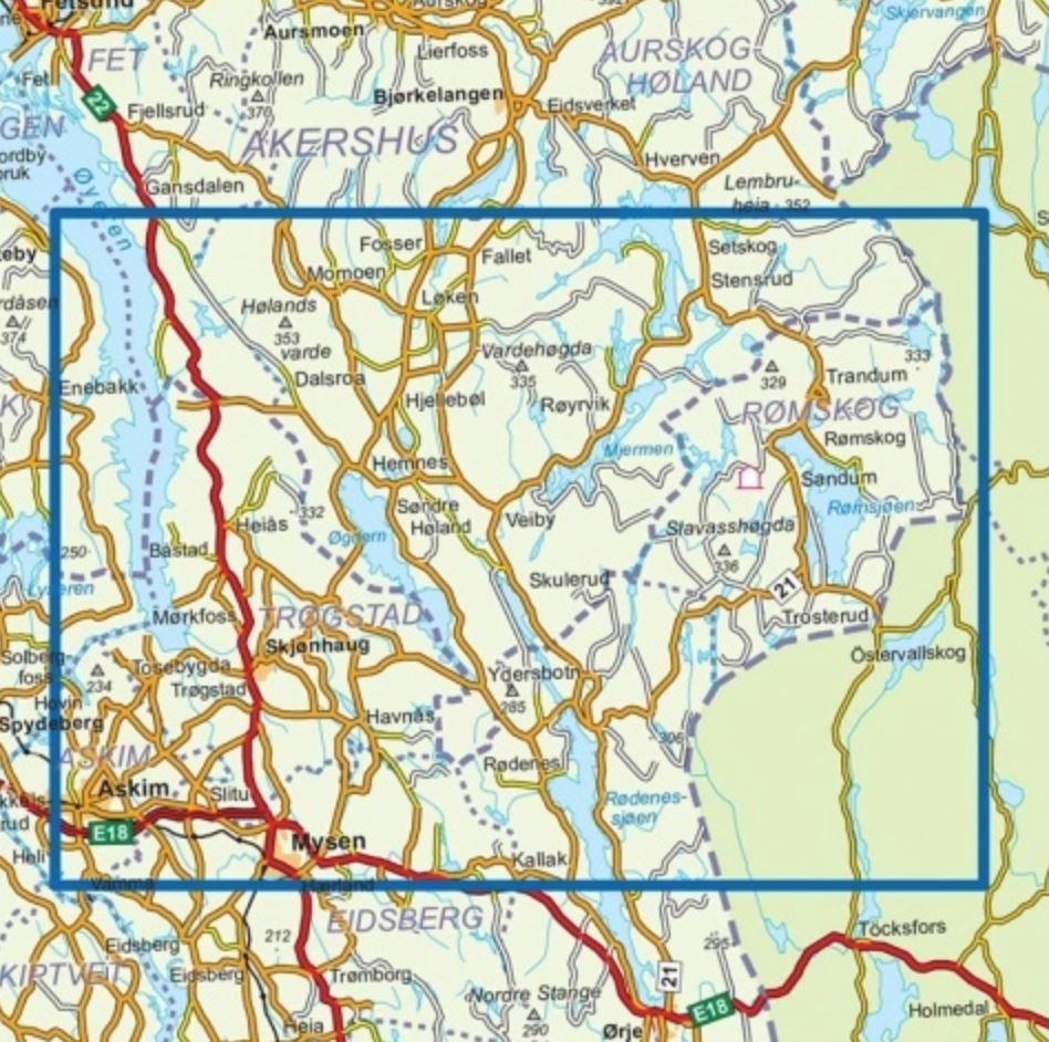 Carte de randonnée n° 2747 - Trøgstad (Norvège) | Nordeca - Turkart 1/50 000 carte pliée Nordeca 