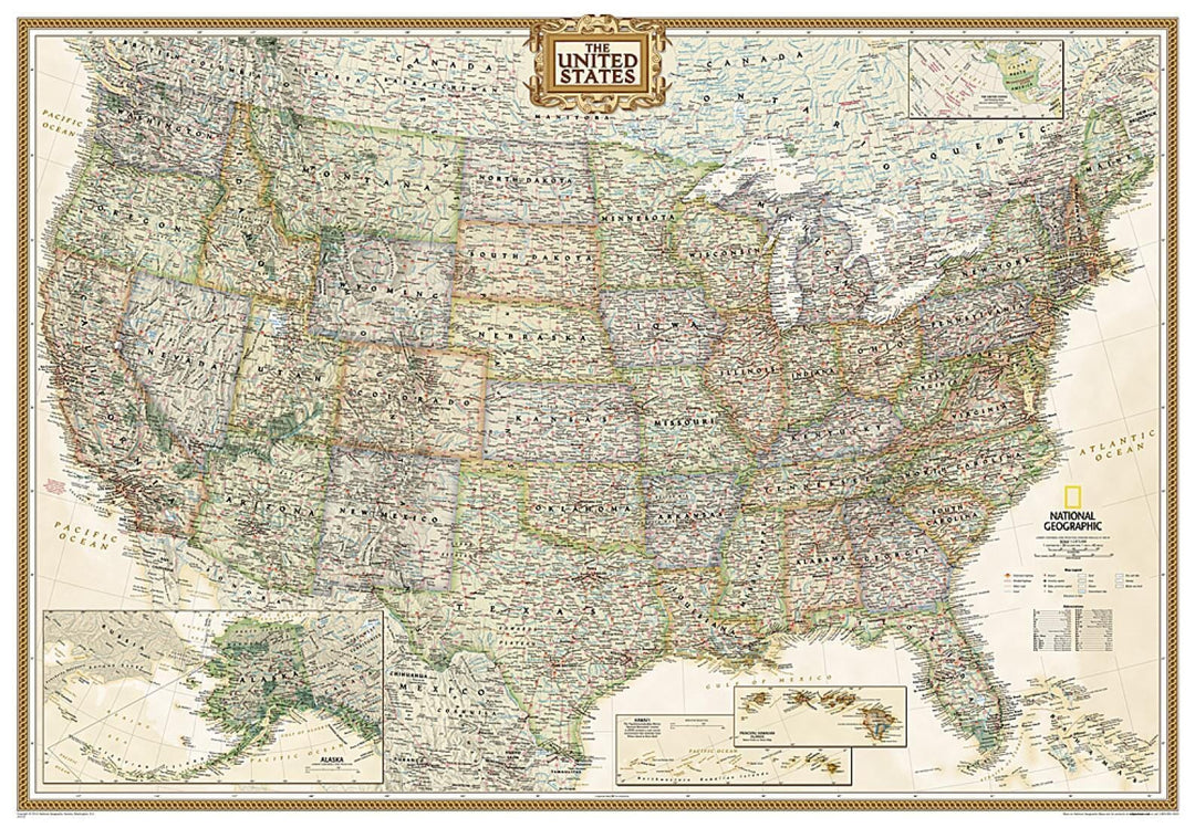 United States, Executive, Enlarged and Sleeved by National Geographic Maps