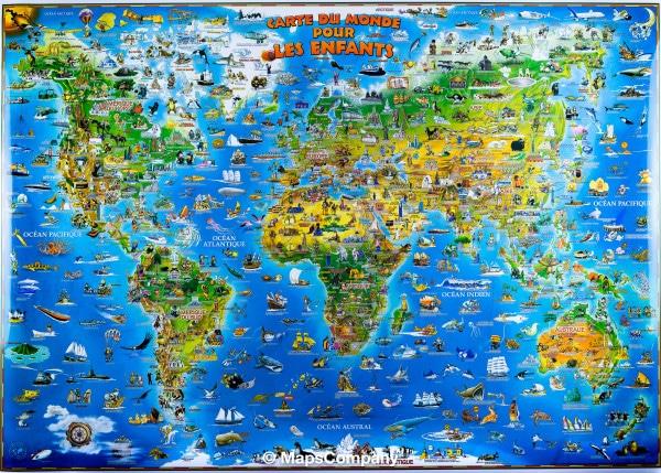 Poster carte du monde - Les documentaires dès 6 ans - Livres pour enfants  dès 6 ans