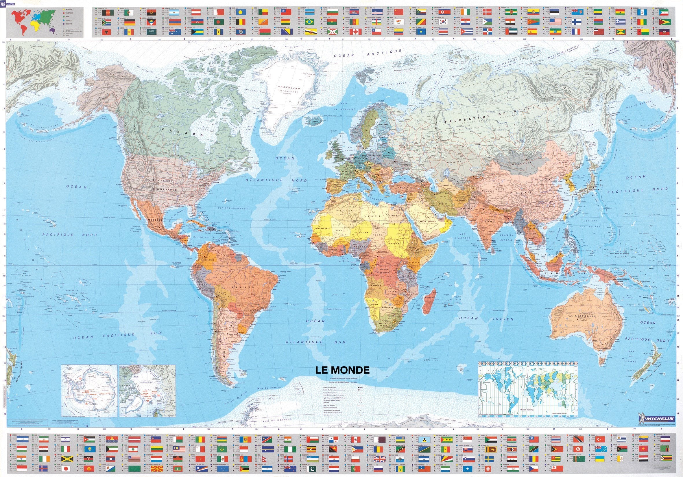 Carte du Monde/World Wall Map (28 X 40) Laminée