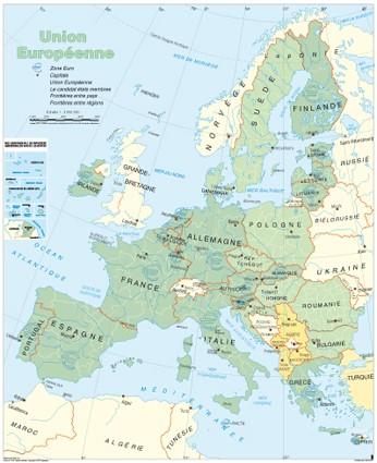 Carte Europe politique et Union Européenne - Poster 100x100 cm