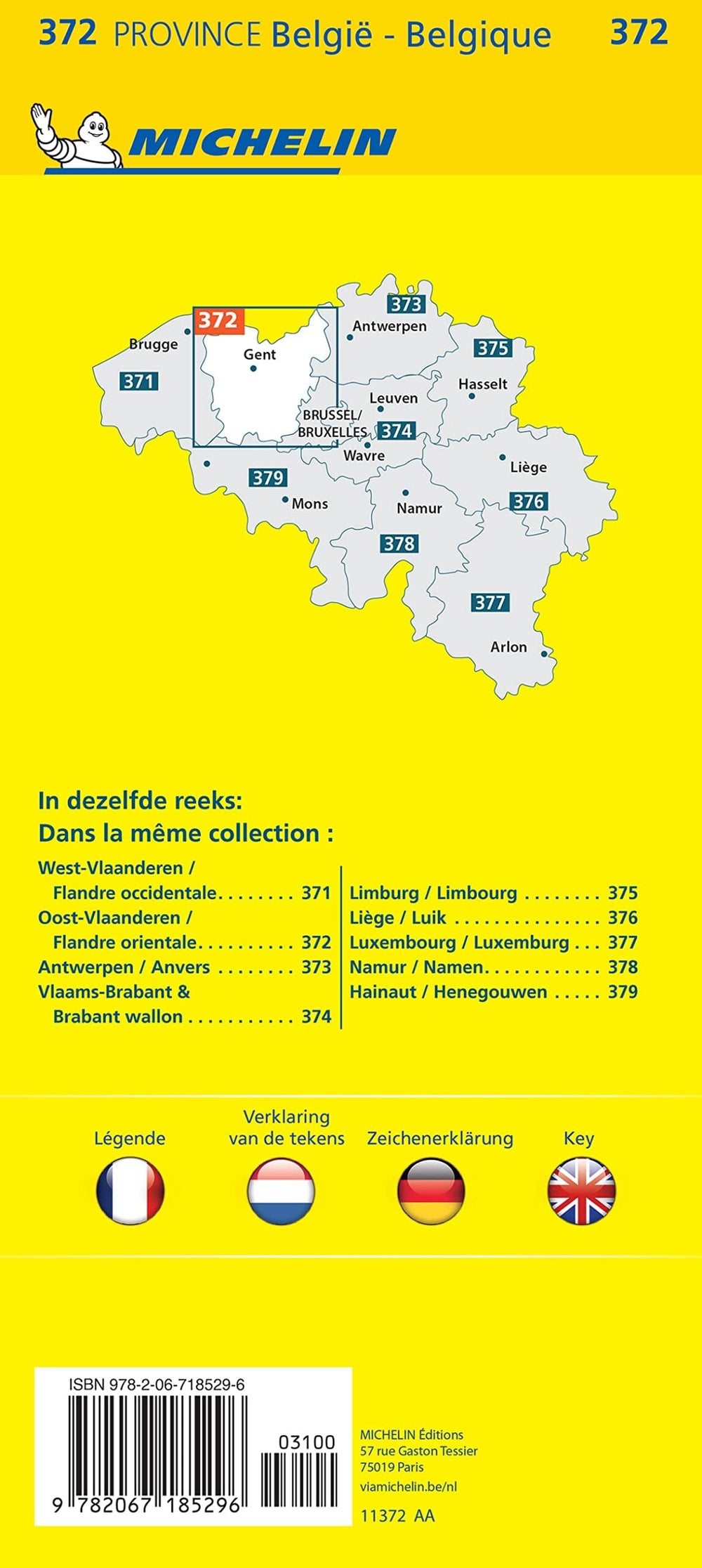 Carte routière n° 372 - Flandre Orientale | Michelin carte pliée Michelin 