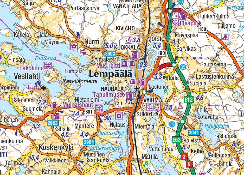 Carte routière régionale n° 4 - Finlande Sud, Etelä-Suomi Road map | Karttakeskus carte pliée Karttakeskus 
