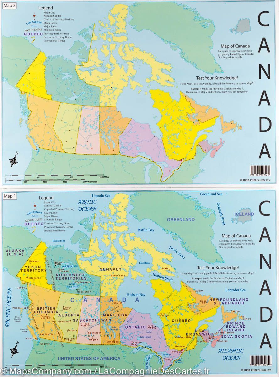 Jeu de 2 cartes éducatives (en anglais) - Canada