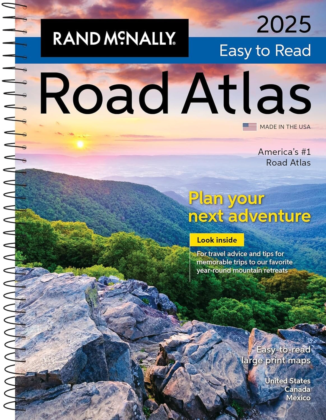 2025 Midsize Road Atlas - USA, Canada, Mexique, facile à lire (à spirales) | Rand McNally atlas Rand McNally 