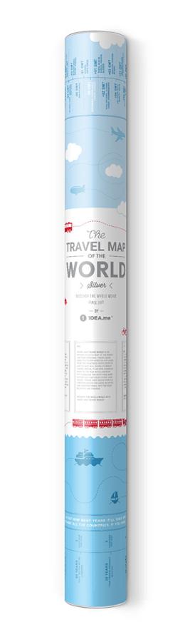 Carte murale à gratter (en anglais) - Travel map of the World, édition Silver (80 x 60 cm) | 1DEA.me
