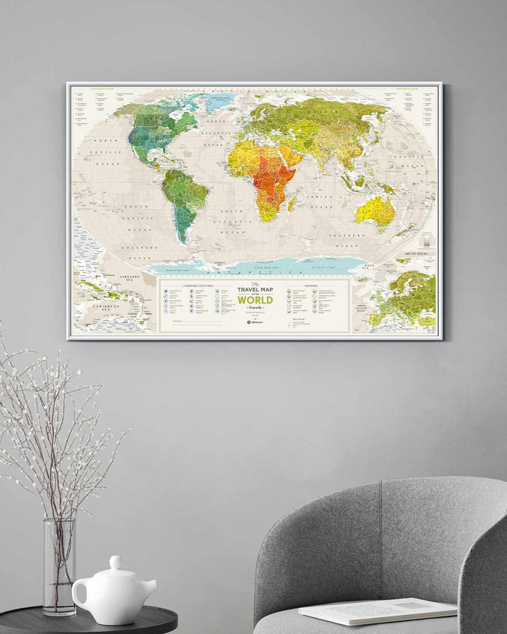 Carte murale à gratter (en anglais) - Travel map of the World, édition Geography (88x 60 cm) | 1DEA.me