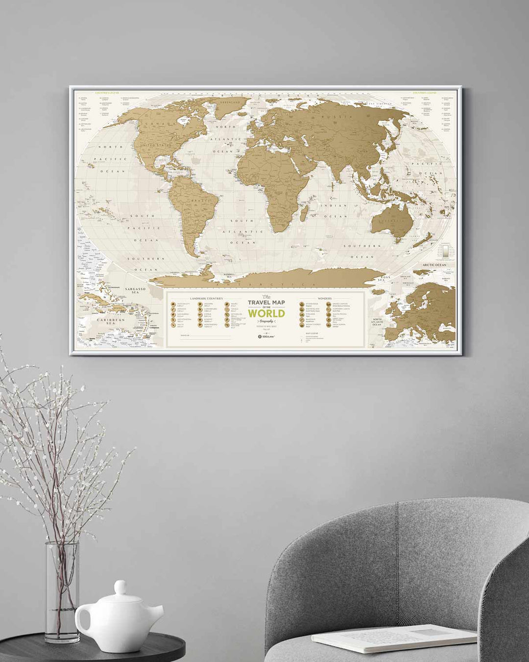 Carte murale à gratter (en anglais) - Travel map of the World, édition Geography (88x 60 cm) | 1DEA.me