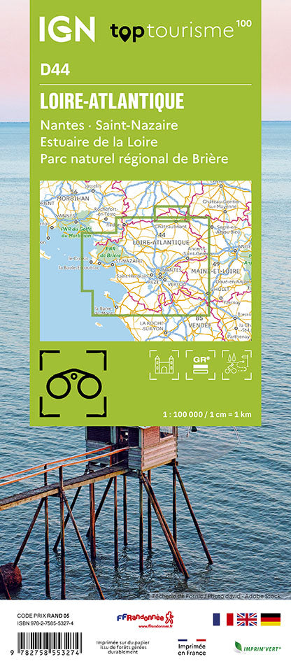 Carte touristique TOP100D44 - Loire-Atlantique | IGN