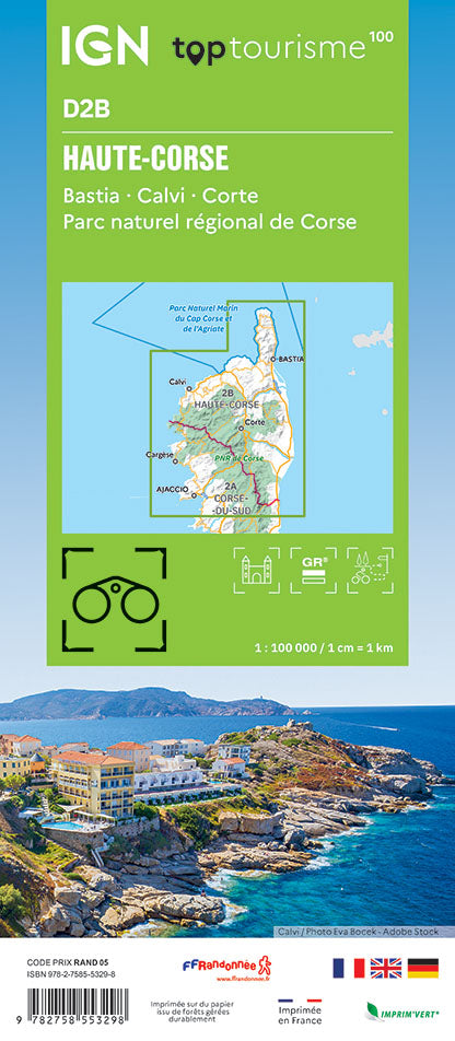 Carte touristique TOP100D2B - Haute-Corse | IGN