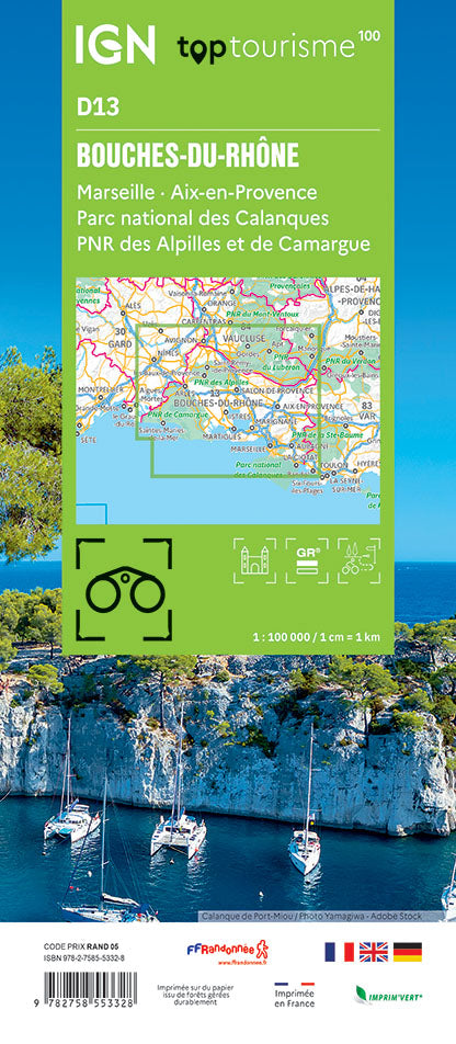 Carte touristique TOP100D13 - Bouches-du-Rhône | IGN