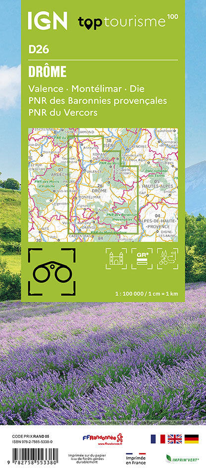 Carte touristique TOP100D26 - Drôme | IGN