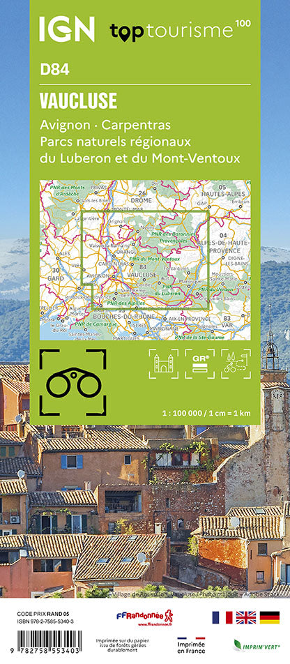 Carte touristique TOP100D84 - Vaucluse | IGN
