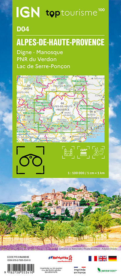 Carte touristique TOP100D04 - Alpes-de-Haute-Provence  | IGN
