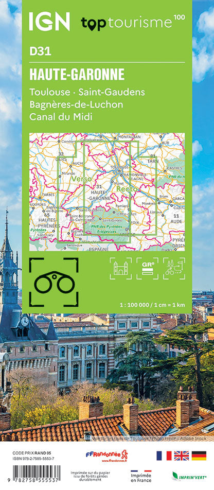 Carte touristique TOP100D31 - Haute-Garonne | IGN