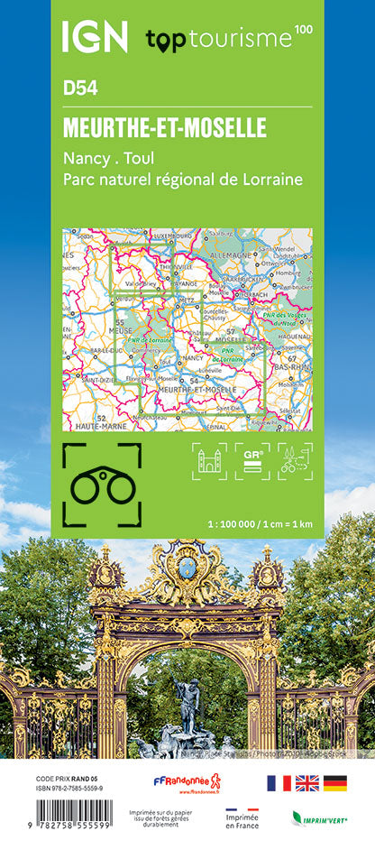 Carte touristique TOP100D54 - Meurthe-Et-Moselle | IGN