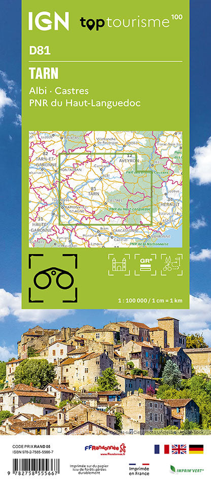 Carte touristique TOP100D81 - Tarn | IGN