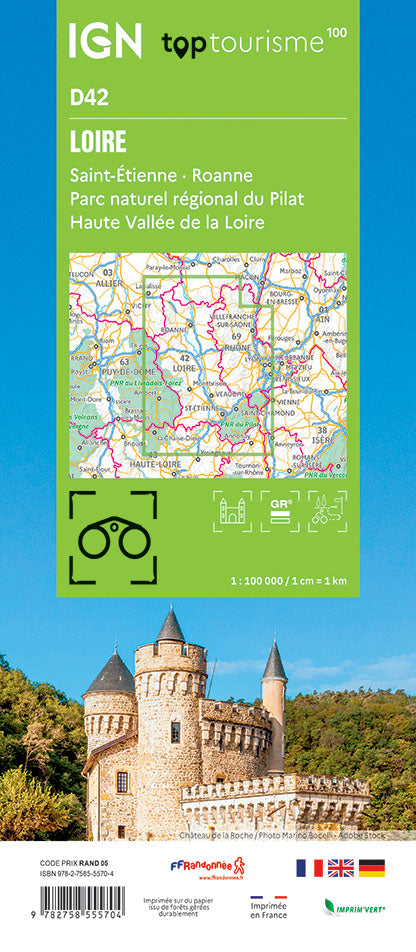 Carte touristique TOP100D42 - Loire | IGN