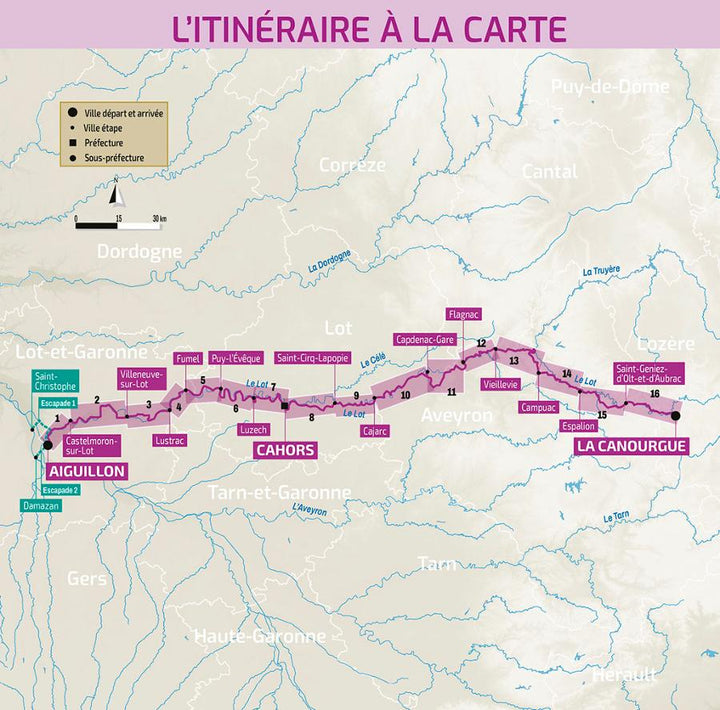 Guide vélo - La Vallée du Lot à vélo, d'Aiguillon à La Canourgue | Chamina
