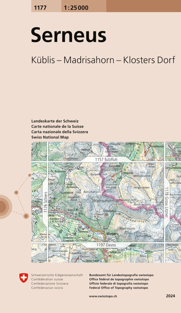 Carte topographique n° 1177 - Serneus (Suisse) | Swisstopo - 1/25 000