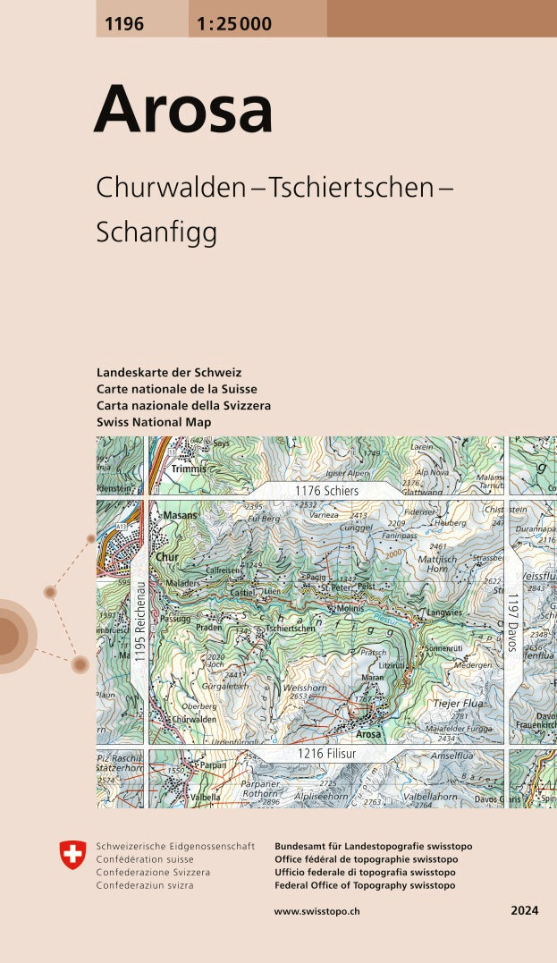 Carte topographique n° 1196 - Arosa (Suisse) | Swisstopo - 1/25 000