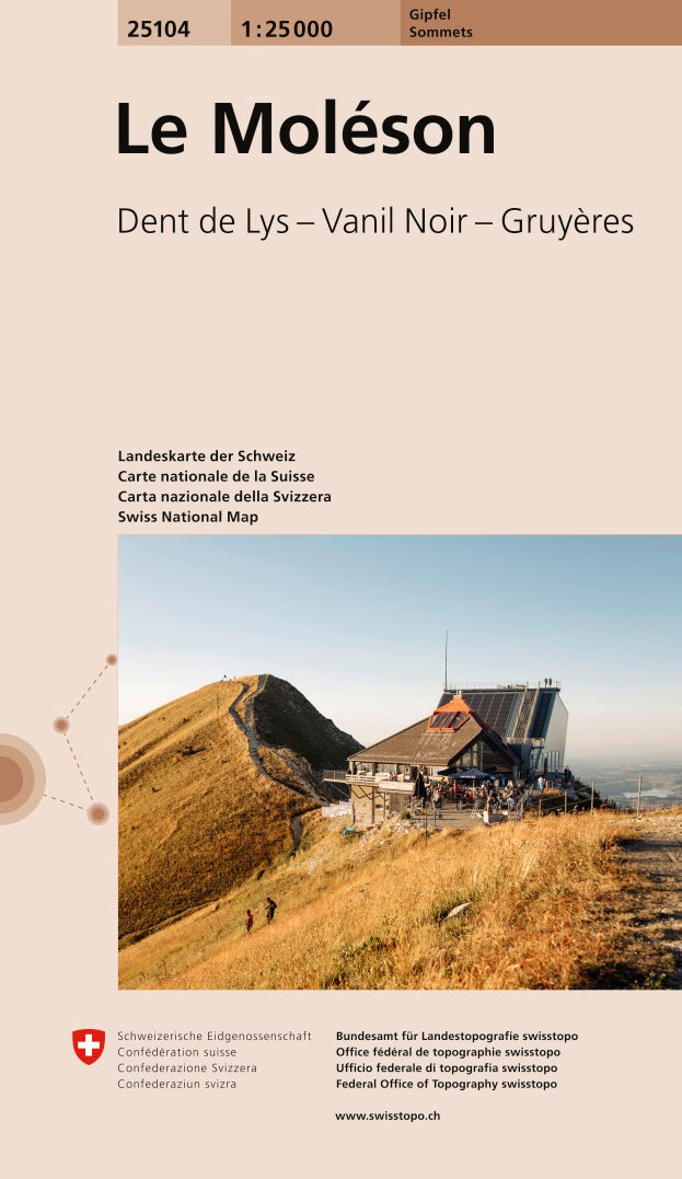 Carte de randonnée spéciale sommet n° 25104 - Le Moléson : Dent de Lys, Vanil Noir, Gruyères (Suisse) | Swisstopo - 1/25 000