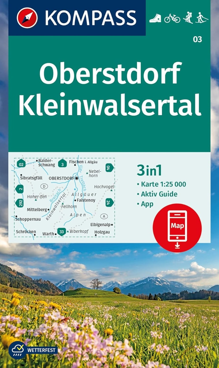 Carte de randonnée n° 003 - Oberstdorf, Kleinwalsertal (Allemagne) | Kompass