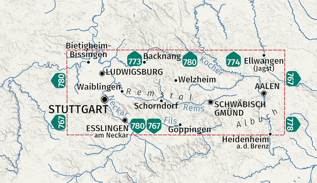 Carte de randonnée n° 785 - Remstal, Stutgart, avec Remstalweg (Allemagne) | Kompass
