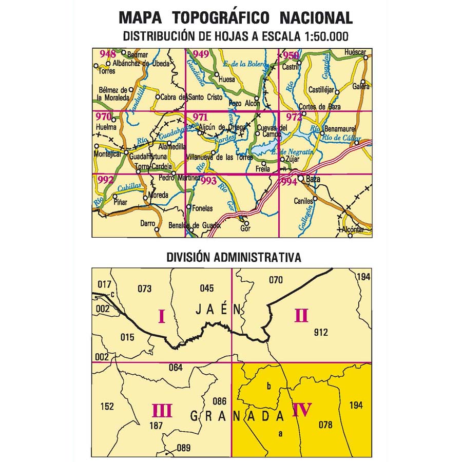 Carte topographique de l'Espagne n° 0971.4 - Freila | CNIG - 1/25 000