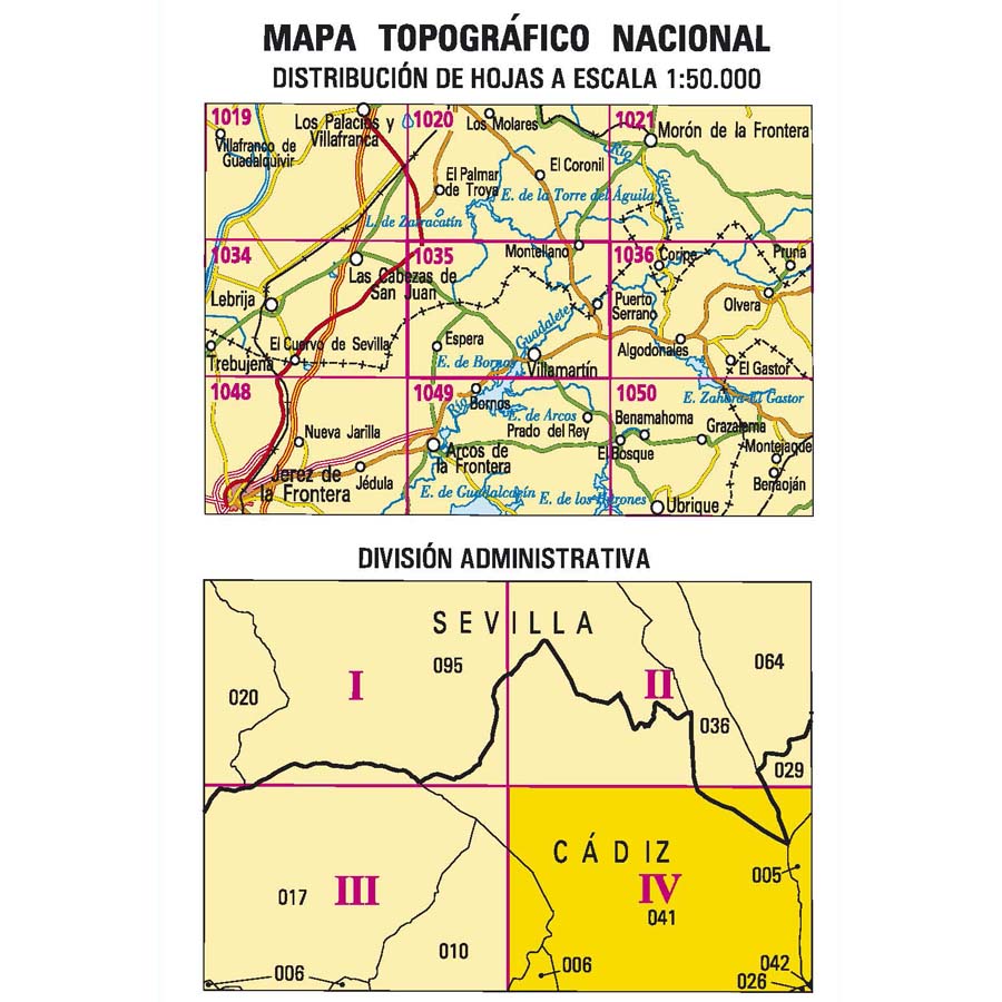 Carte topographique de l'Espagne n° 1035.4 - Villamartín | CNIG - 1/25 000