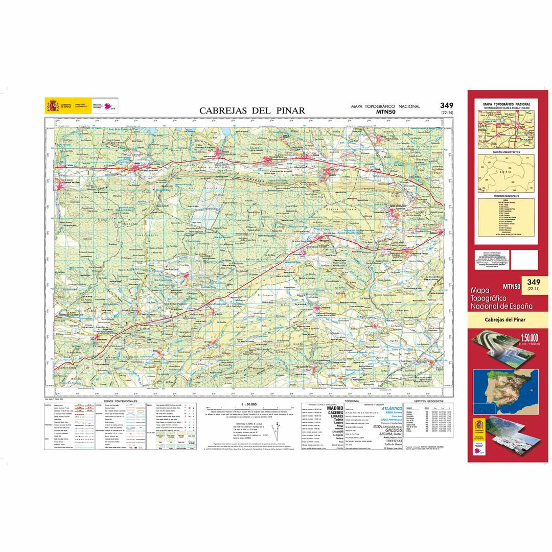 Carte topographique de l'Espagne n° 0349 - Cabrejas del Pinar | CNIG - 1/50 000