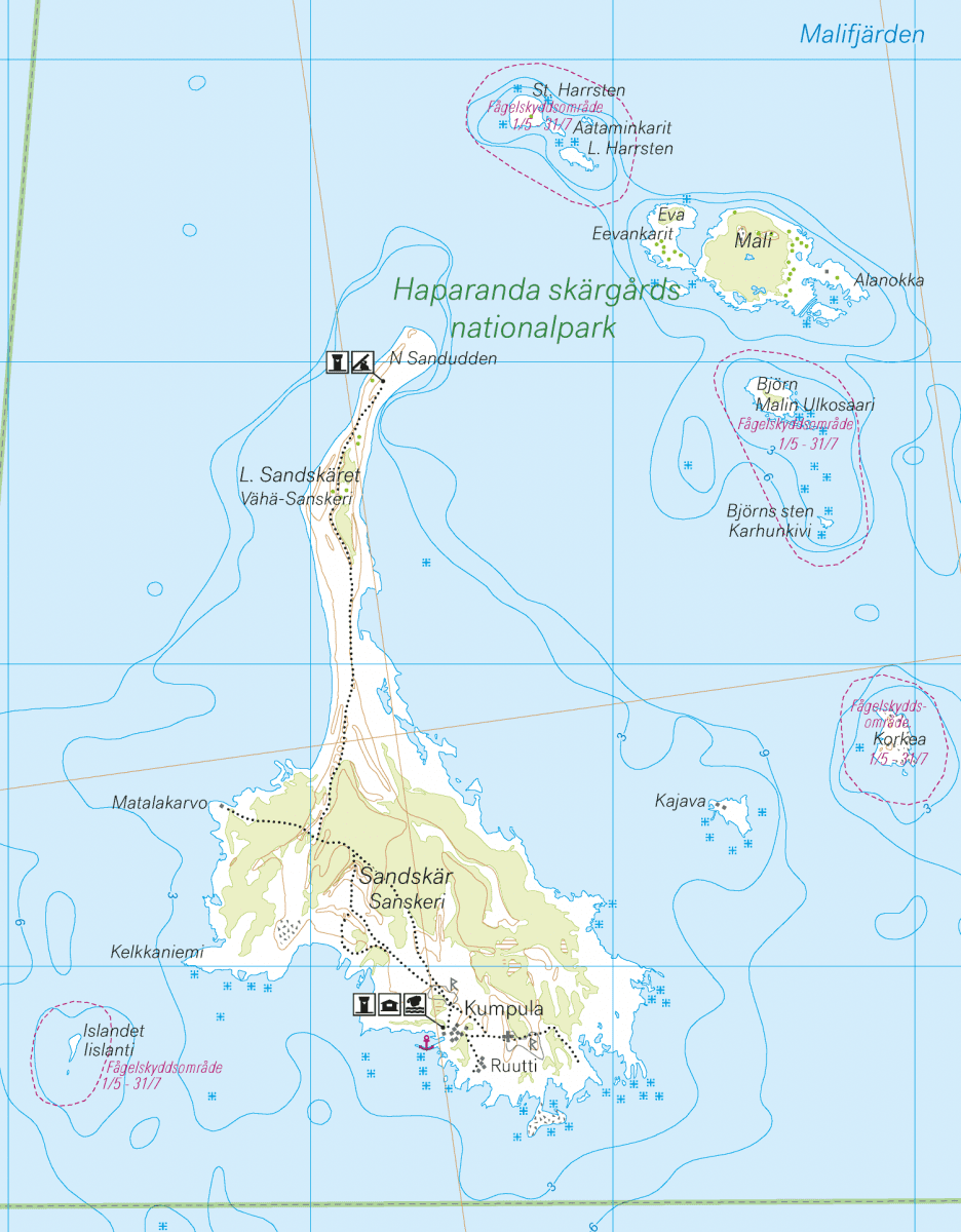Carte de randonnée et d'activités nautiques - Haparanda skärgård (Suède) | Calazo - 1/50 000